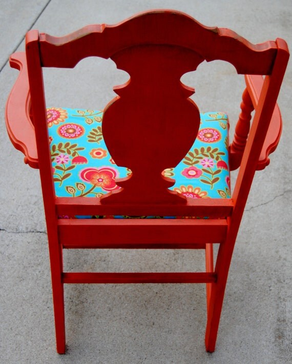 Painted vintage chair floral upholstered