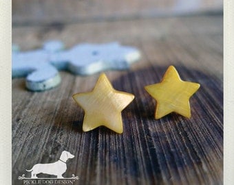 Twinkle Twinkle. Post Earrings -- (Yellow, Star, Vintage-Style, Gift Under 10, Gold, Bright, Geometric, Cute, Birthday Gift, Star Studs)