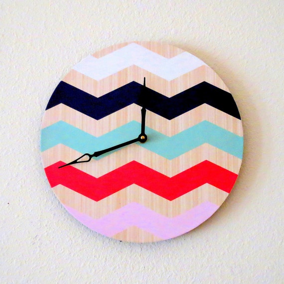 Chevron Wall Clock Home Decor Decor and Housewares