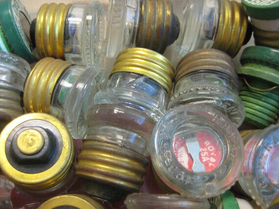 Lot of 54 vintage glass and metal fuses ready by ... antique fuse box with fuses 