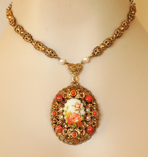 West Germany Cameo Pendant Necklace