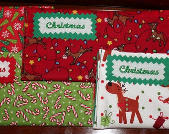 CHRISTMAS Fabric Cash Envelope with EMBROIDERED LABEL - pick your own fabric