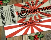 Christmas Wedding Save the Date Admission Ticket Invitation or for any Christmas event with vintage and steampunk advertising sign elements Il_170x135