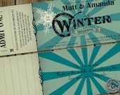 Winter Wonderland Save the Date Admission Ticket Invitation with vintage and steampunk advertising sign elements RSVP included Il_170x135