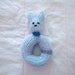 Hand Knit Rattle, Bunny Baby Rattle, Boy Toy Rattle, Bunny in Bowtie