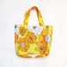 yellow floral tote bag made with vintage, thrifted fabric by greenbug, greenbugmarketplace, ecofriendly tote, upcycled bag, best friend gift
