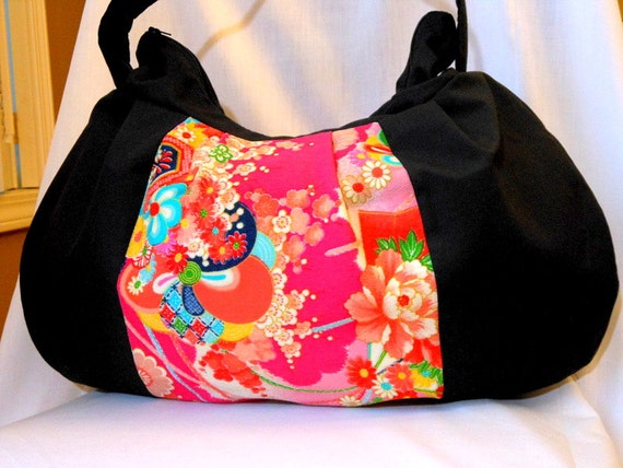 Womens Japanese Fabric Bag Kimono Purse Hobo Bag Zipper