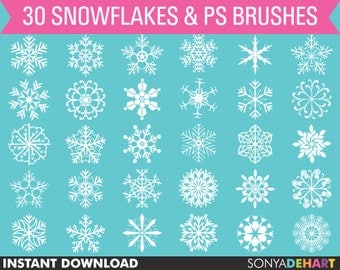 60% OFF SALE Christmas Clipart, Snowflakes Clipart, Snow Clipart, Winter Clipart, Photoshop Brushes, Holiday Clipart, Winter Clip Art