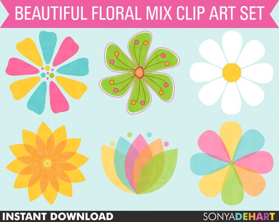 80% OFF Sale Clipart Flowers, Clip Art Flowers, Digital Flowers, Scrapbook Flowers, Doodle Flowers, Clipart, Clip Art Il_570xn