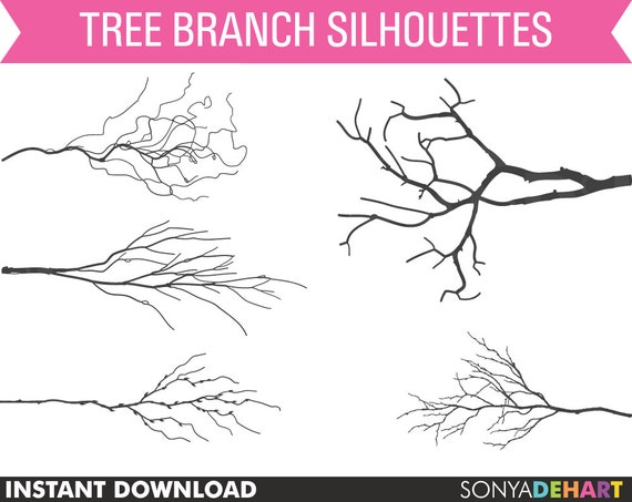 50% OFF SALE Tree Branch Silhouettes Clip Art Realistic Branches Commercial Use Vector EPS Instant Download Il_570xn