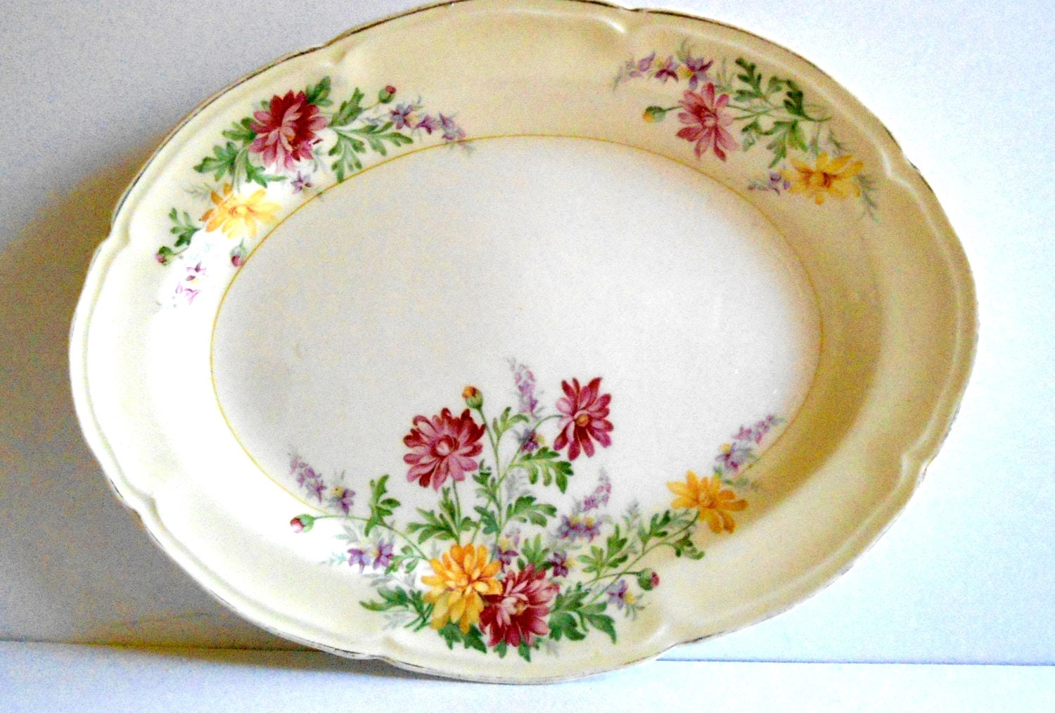 Vintage Platter Semi Vitreous China circa. 1940's by Auntiemollys