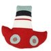 Boat pillow - large, red and blue, soft knitted cushion