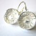 Antique button earrings, clear cut glass 2-hole buttons, silver leverbacks