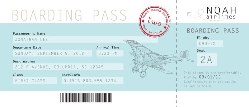 Boarding Pass Birthday Invitation