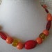 Vintage Red Coral Glass Bead Necklace