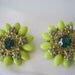 Lime Green Lucite Rhinestone Earrings