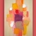 Abstract Acrylic Painting Original Fine Art on Gallery Canvas Orange, Pink, Yellow Titled: Strawberry Lemonade 24x36x1.5" by Ora Birenbaum