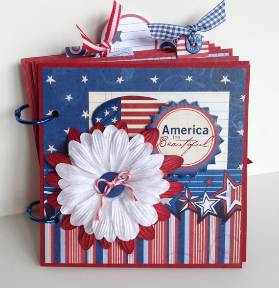 SALE Scrapbook Patriotic Mini Album USA by ArtsyAlbums on Etsy