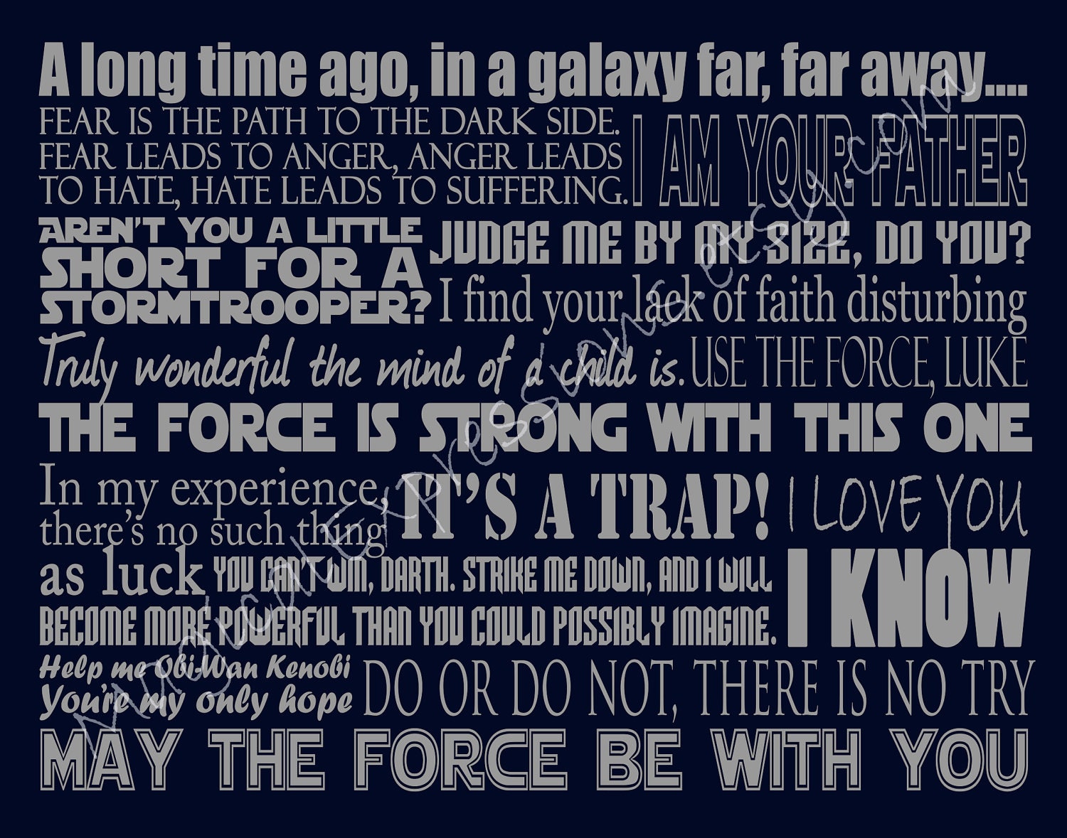 Star Wars Art Quote Inspired Typography 11 by 14