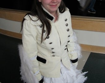 Upcycled Steampunk Clothing, Custom Dodo Bird Costume, Alice in Wonderland, Military White Bird Costume
