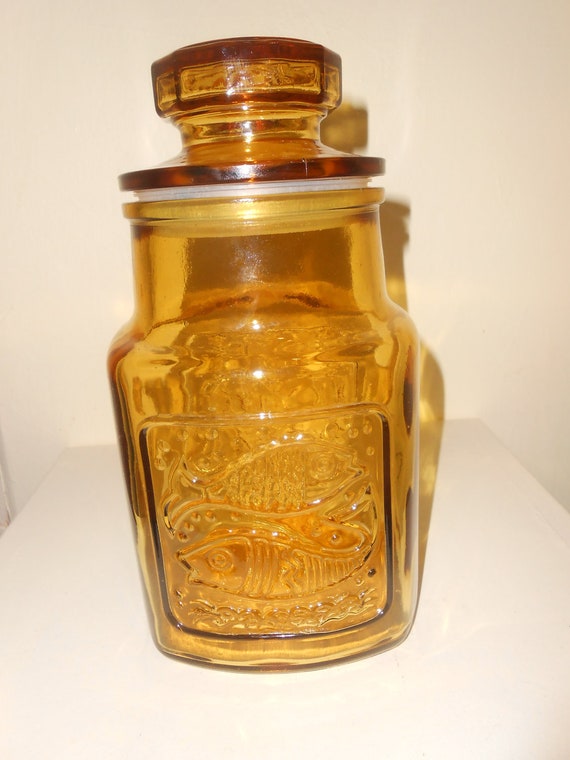 Vintage Gold Apothecary JarYellow Amber Glass by LizziGirlVintage