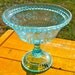Footed Bowl Blue Bowl Pressed Glass Vintage Bowl