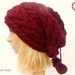 Slouchy Beanie Slouch Hat Oversized Baggy Cabled Hat Neck Warmer Womens Fall Winter Accessory Hand Made Knit Rich Burgundy Pom Pom