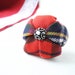 Tartan fabric flower ring plaid texture red green - ready to ship