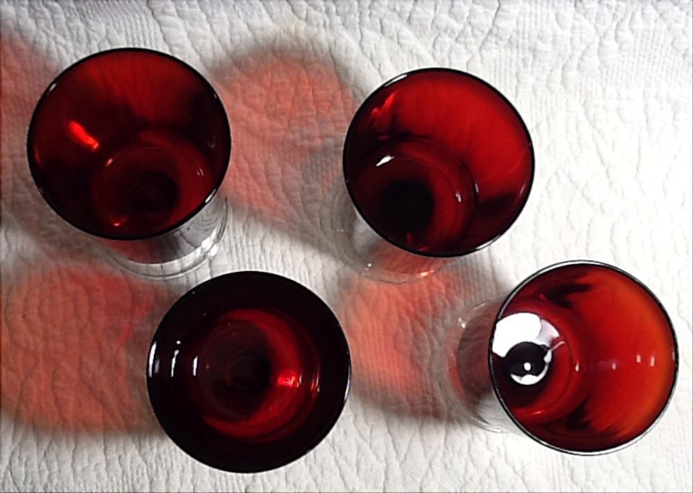 Ruby Glass Set of Four Stemmed Drinking Glasses by Luminarc