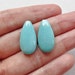 One Pair High Quality Arizona Turquoise Half drilled Flat Drop 10x20x6 mm P2675