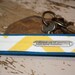 Keyfob in Yellow Chevron and Blue Webbing with Metal Tag
