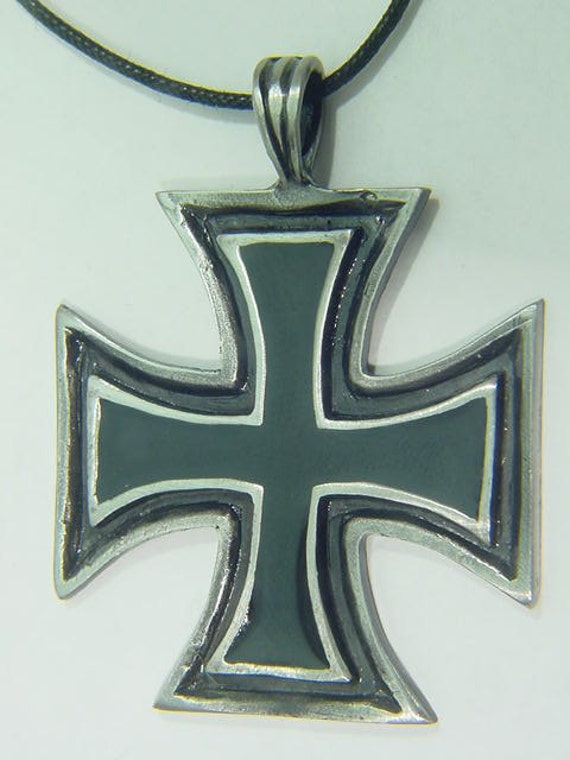 German Iron cross pewter pendant necklace 5004B