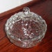 Round COLONY Glass WHITEHALL CANDY 1964 Covered Heavy Clear Crystal Lidded Bowl Dish Indiana Stacked Cube Pattern Excellent Condition