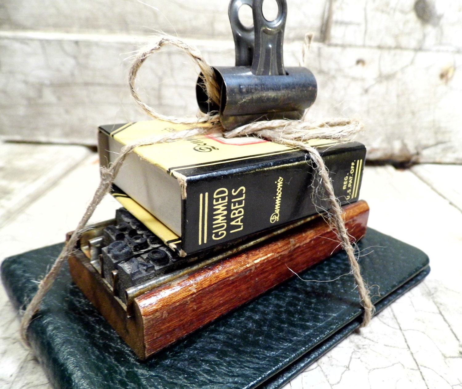 Vintage Office Supplies Labels Ink Stamper Paper Boxes