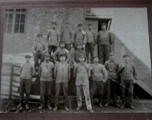 Antique Black White Photograph Blue Collar Workers ...