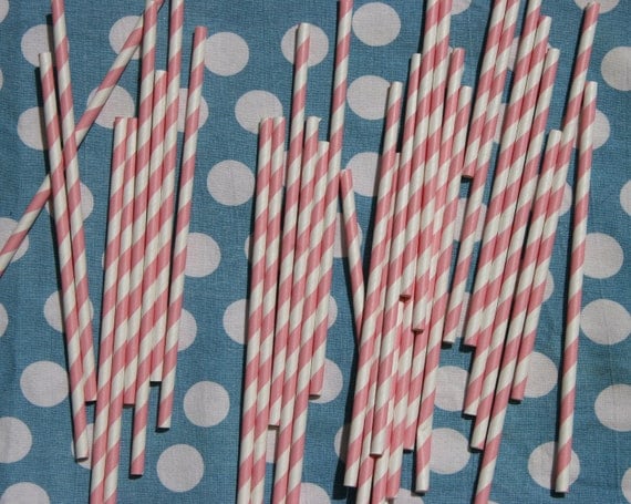 Light Pink Paper Straws, 50 Pack Il_570xn