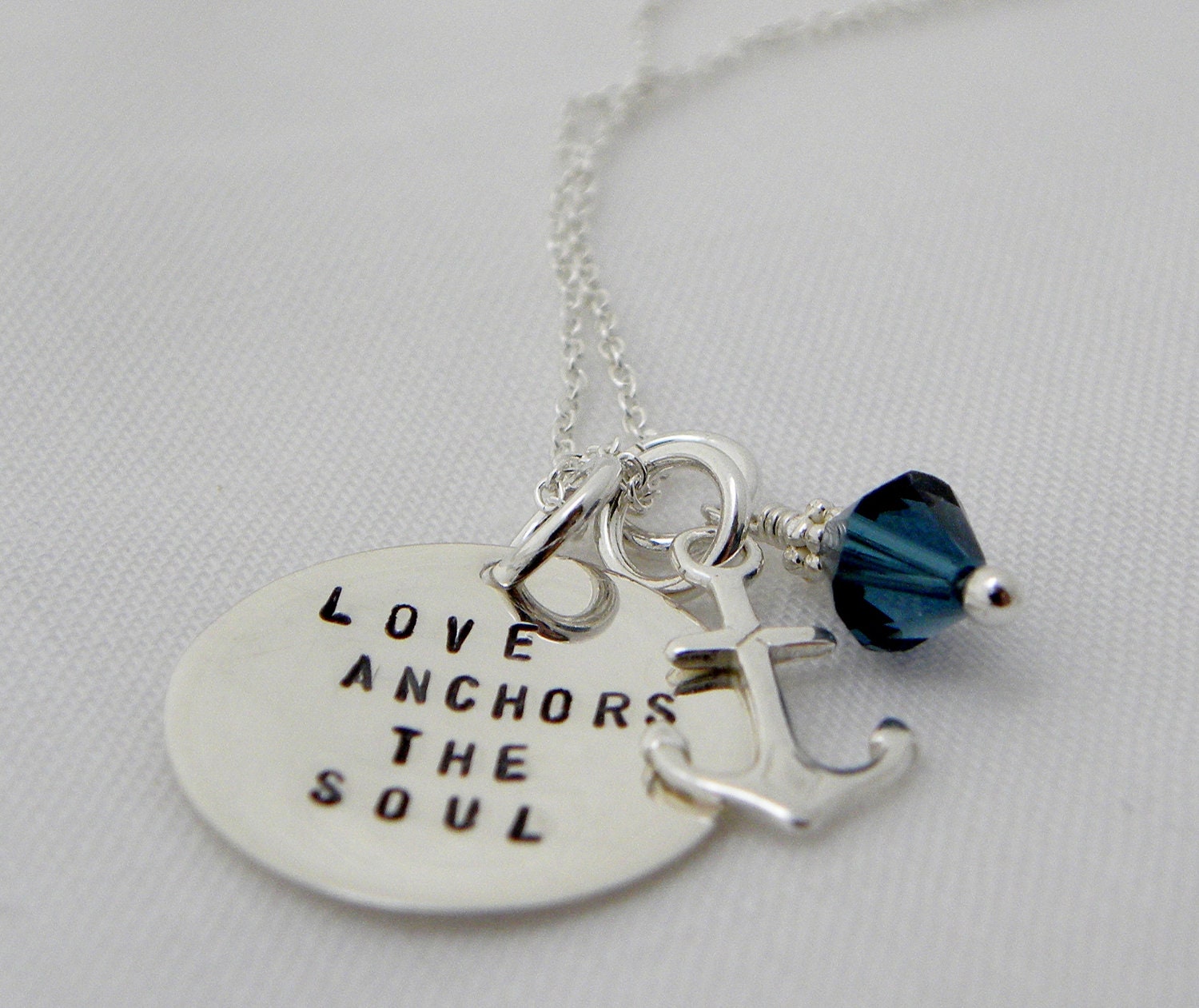 Love Anchors the Soul Hand Stamped Necklace