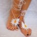 Decorating for the feet. Barefoot sandals. Crochet. Chamomile. Anklet. For the home, the beach, yoga, summer.