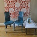 Vintage Italian Leather Cattelan Italia Peacock Blue Chairs Modern Sleek Turquoise Eclectic Teal Dining Seating Mid Century