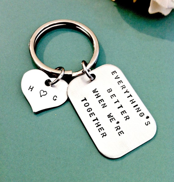 Hand Stamped Personalized Key Chain Stainless Steel Tag with