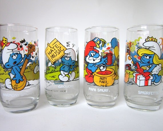 Vintage 1982-83 Smurf Glasses Grouchy Papa Smurfette