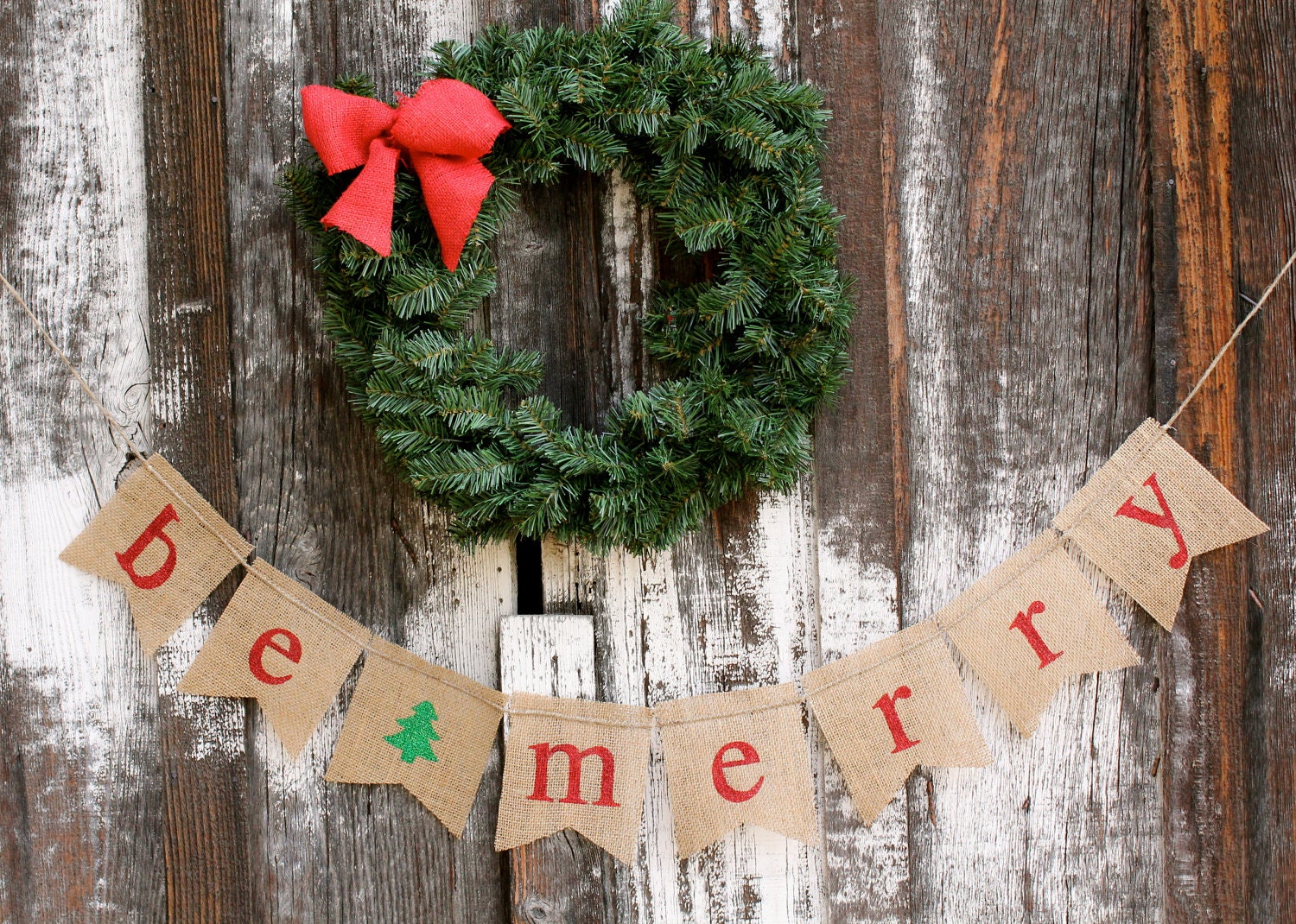 be merry BURLAP banner - Christmas burlap banner - holiday home decor - christmas garland