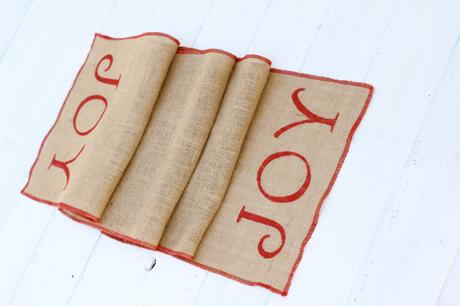 CHRISTMAS burlap table runner holiday table by butterflyabove