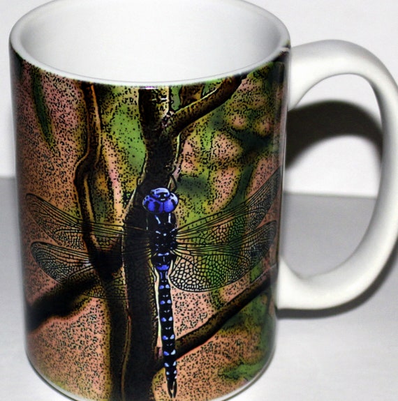 Blue Dragonfly Large Coffee Mug 15 Oz