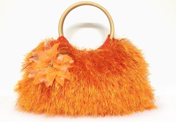 orange fluffy bag