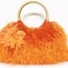SALE SALE SALE Orange knitted purse fur handbag Christmas gift or for you
