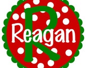 Christmas polka dot monogram name - personalized - digital image Il_170x135