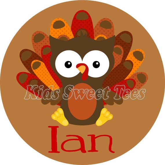 Thanksgiving turkey owl - personalized - digital image - Fall - Autumn Il_570xn