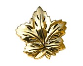 4 Plastic Maple Leaf Buttons 7/8 inch ( 22 mm ) Gold Color