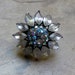 Vintage Winter Crystal Rhinestone Sunflower Ring, Vintage Repurposed